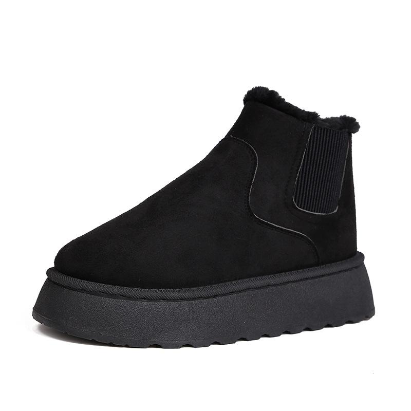 Bottes moelleuses de couleur unie pour femmes 36-44, bottes d'hiver à semelle épaisse et semelle souple avec doublure en peluche, bottes de neige chaudes antidérapantes
