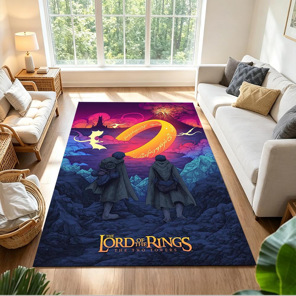 Lord Rings Area Rug Perfect for Bedrooms Game Room Playrooms Outdoor Anti-slip Rug Anime Office Decor Luxury Gift for Birthday, Christmas, Wedding