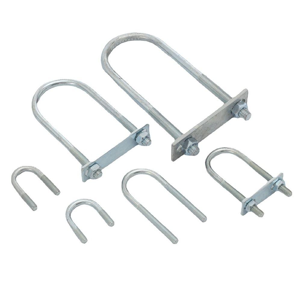 1Pcs Durable Galvanized Q235 Carbon Steel M8 Round Tube Clamp With Baffle Screws Pipe U-clamp Right Angle U-bolt for Round Tube