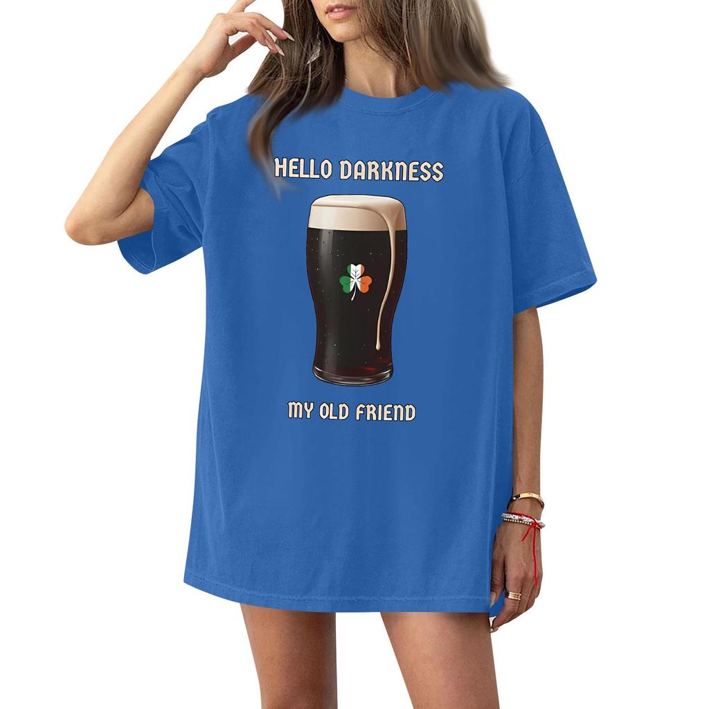 Women's Casual Fashion Round Neck St. Patrick Print Short Sleeve T-Shirt Top