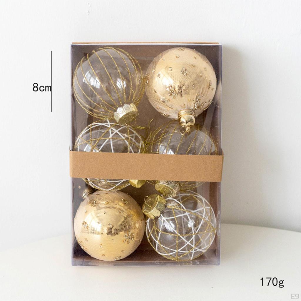 6 Pieces Christmas Ball Ornaments Set Baubles Pendants for Garland Housewarming