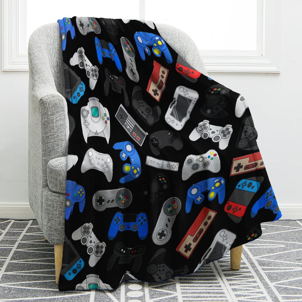 VIKAMA Gaming Wind Cover Blanket Gamepad Gradient Dazzle Color Sofa Blanket Bedroom Blanket Home Four Seasons Blanket