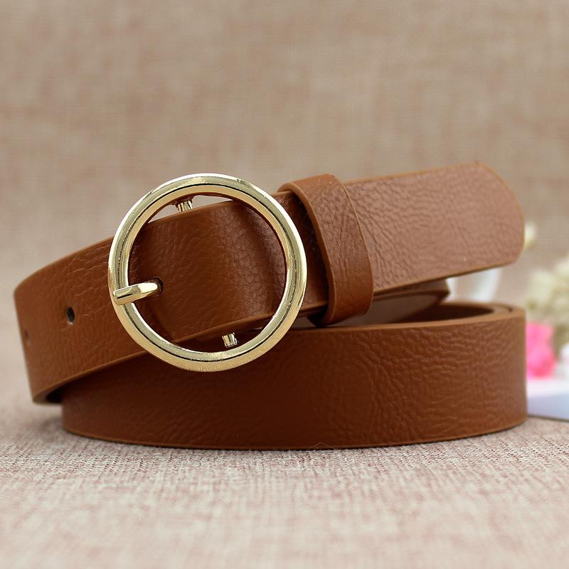 Women'S Round Buckle Belt Casual Retro Jeans Belt Women'S Decorative Thin Belt