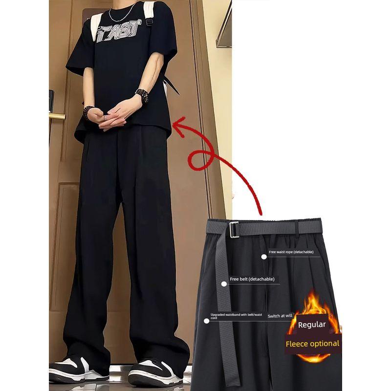 Autumn Straight-Leg Dress Pants with a High-End Drape, Japanese Style Yamamoto Pants for Men, Autumn Cool and Stylish Wide-Leg Casual Pants