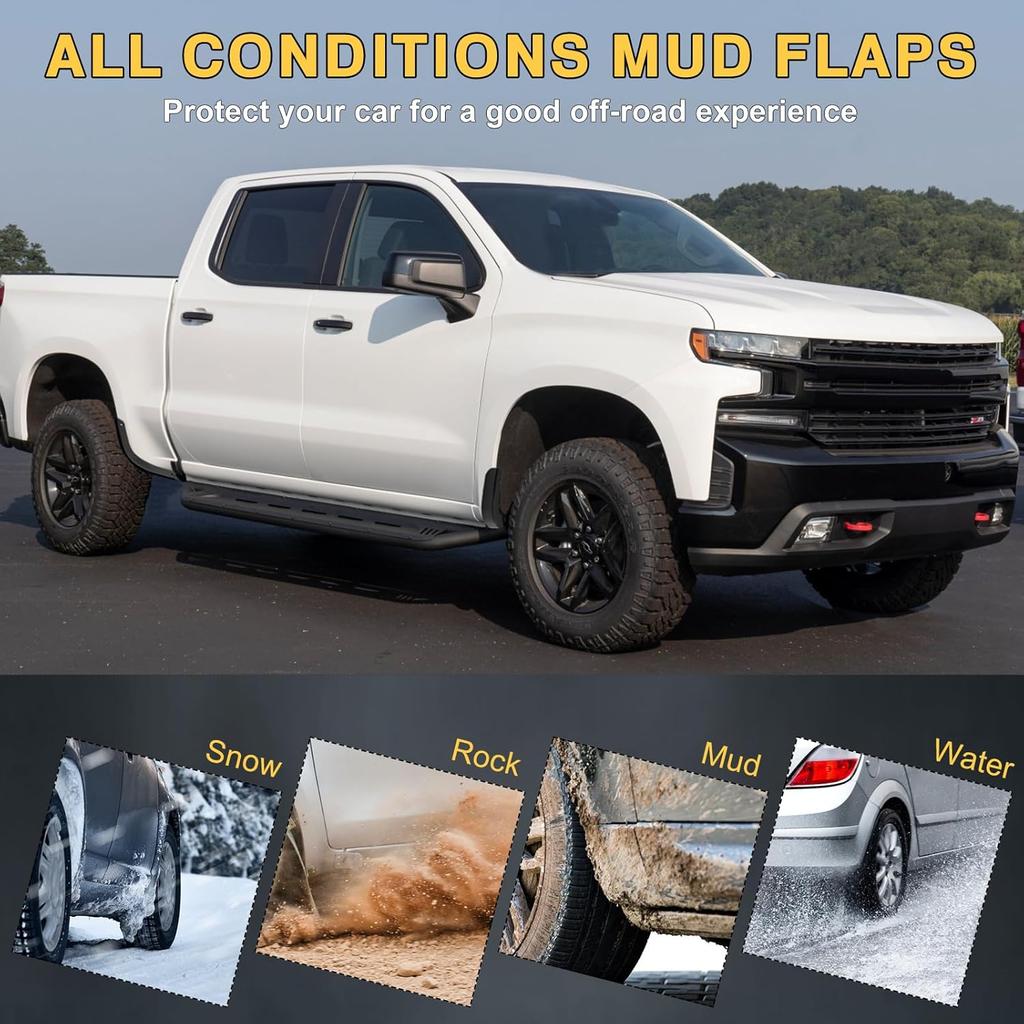 Mud Flap Delete For -2025 Chevy Silverado 1500-13002 Mud Guards Compatible With Chevrolet Silverado 1500 Accessories Front & Rear Mudflap Replacement