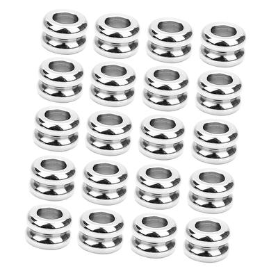 20Pcs Silver Stainless Steel Round Spacer Beads DIY Jewelry Making 5x7.5mm