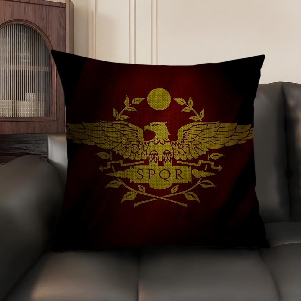 Gold Imperial Eagle Rome Spqr Cushion Cover Natural Linen Organic Fabric Double-Sided Printing Sofa Home Decor Gift Pillow Case