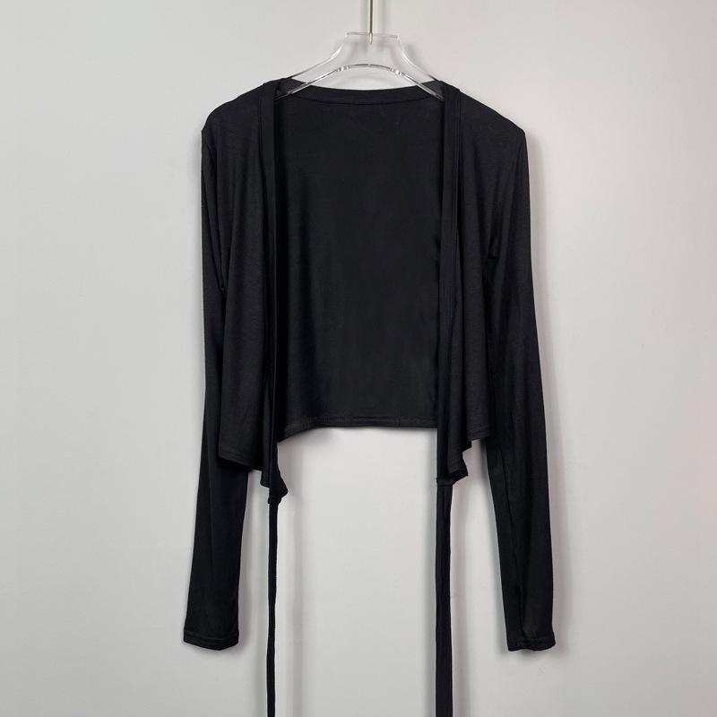 

Новая Южная Корея Дондэмун Футболка с глубоким V-образным вырезом и бантом, с длинными рукавами - Набор из двух, Супер комфортная! One Size чёрный