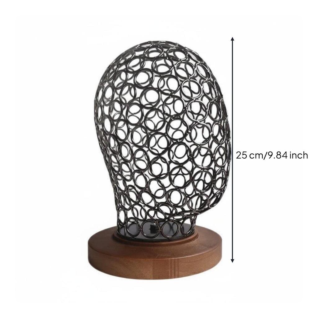 Espositore per Cappelli Base in Legno Testa Metallica Manichino Stand Stile Antico per Salone,