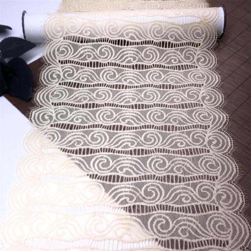 

24.5cm wide Elastic Chantilly Lace, Spandex Eyelash Mesh Lace Fabric for Lingerie, Bra, Underwear, Garment, Sewing & Crafting 1 meter x 24.5 cm бежевый