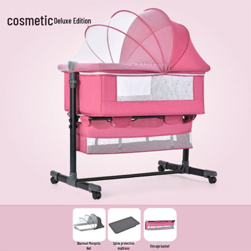 Multifunctional Foldable Baby Cradle: Newborn Rocking Bed and Splicing Children's Bed