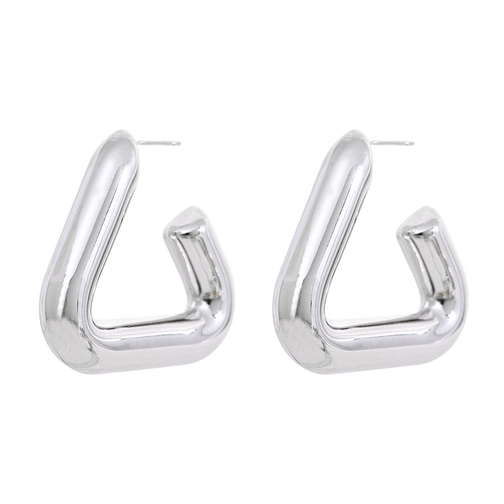 

Yhpup Stainless Steel Triangle Hoop Earrings Chunky Metal Texture Prevent Allergy Waterproof Temperament Jewelry for Women Gift
