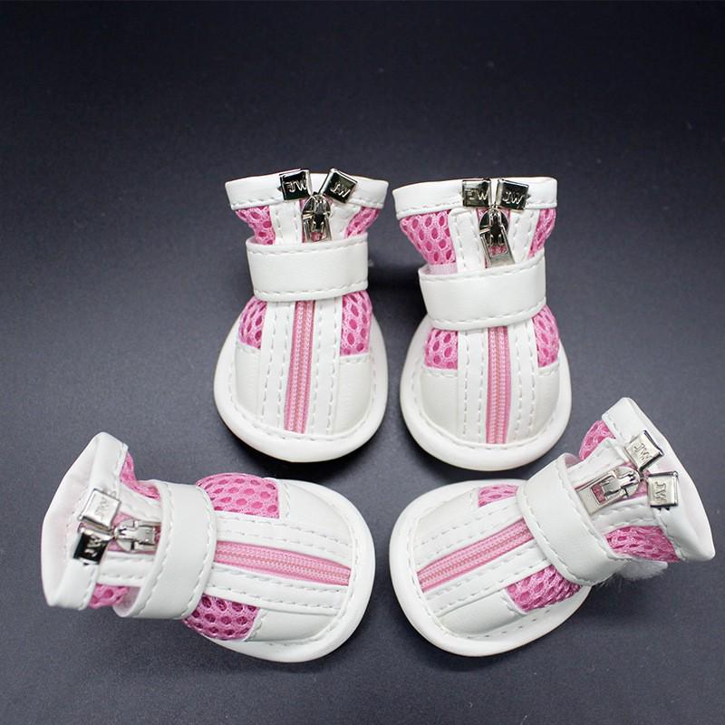 

Pet Sneakers for Cats & Dogs: Breathable Mesh Zipper Shoes for Poodles and Teddies Size 3