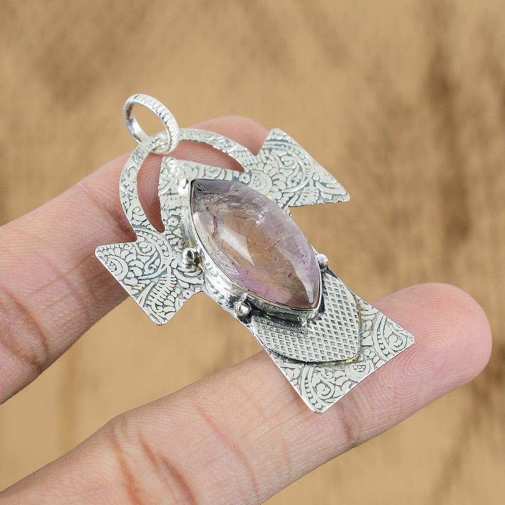 Marquise Natural Ametrine Handcrafted Unique Pendant Jewelry 925 Sterling Silver