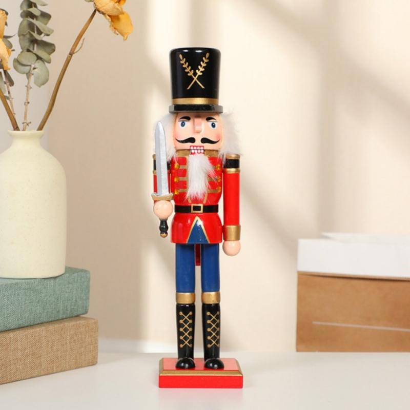 1Pcs 30Cm Cartoon Walnut Soldier Home Decoration Christmas Ornament Wooden Nutcracker Puppet Desktop Decor