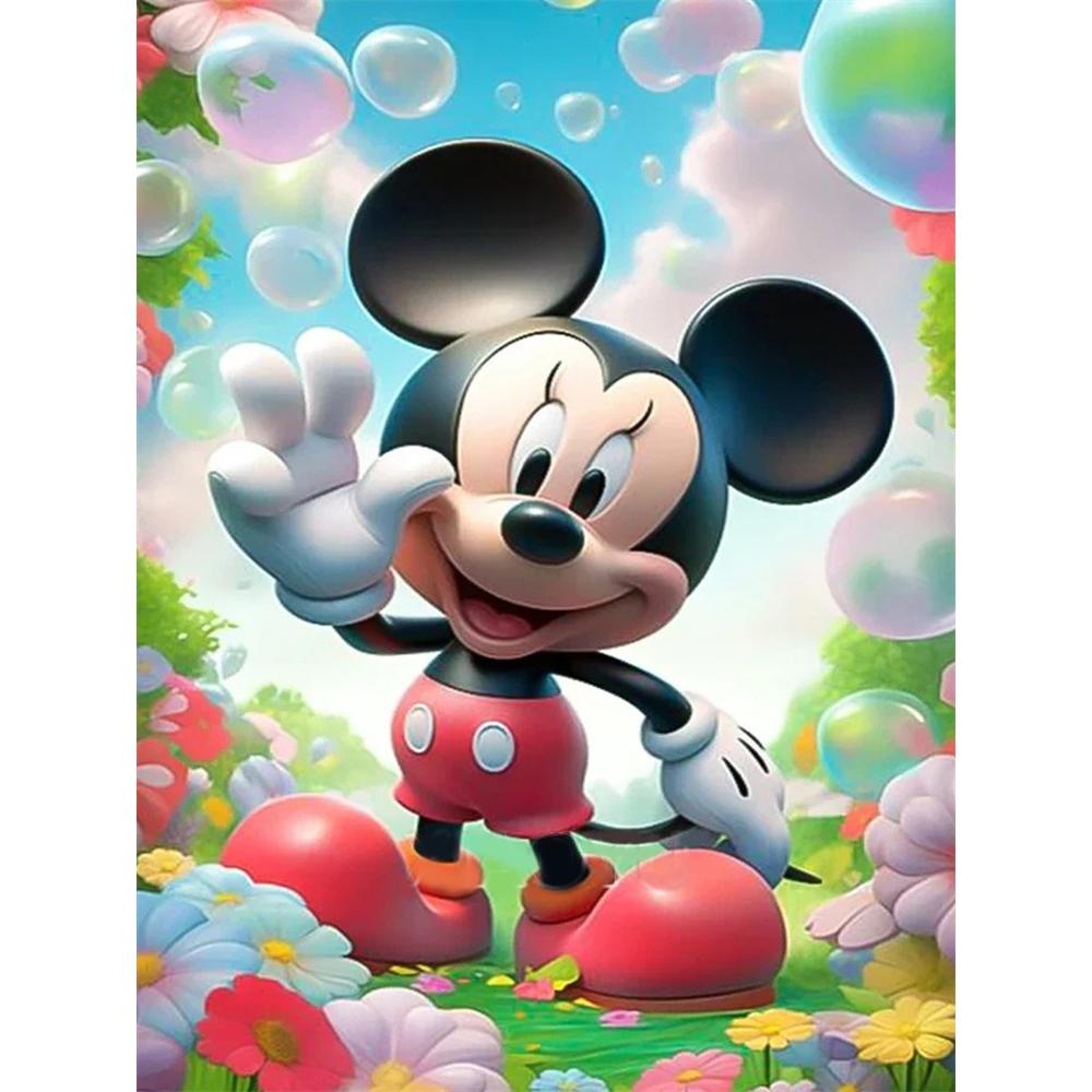 

Disney Diamond Painting, Mickeys Bubble Garden Healing Theme Illustration Cute DIY Rhinestone Mosaic Cross Stitch Kit Embroidery Gift Home Decor Round 20x30cm