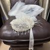 French Style Bride Lace Bow Long Headband Retro Embroidered Bride Wedding Headwear Wedding Veil