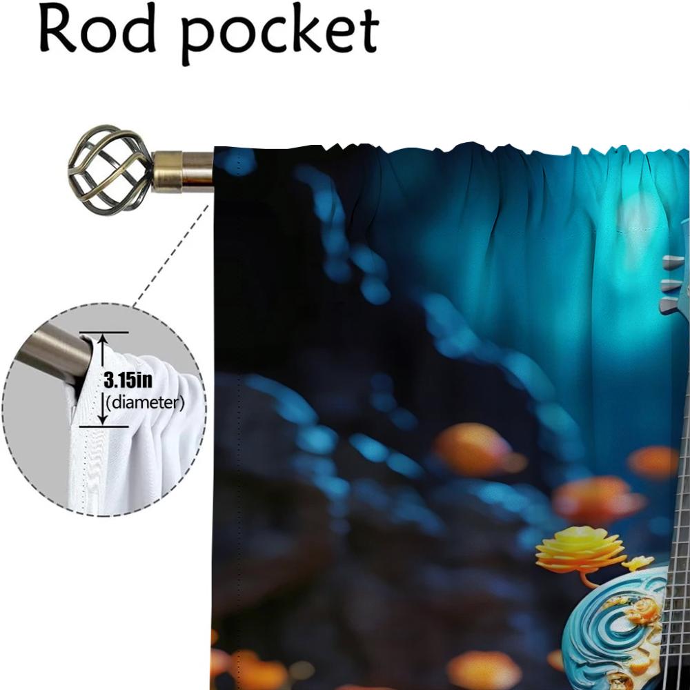 Antique Guitar Curtain Room Panel Curtains Bedroom Home Interior Halloween Decoration Shades Blinds Darkening Polyester Ideal For Master