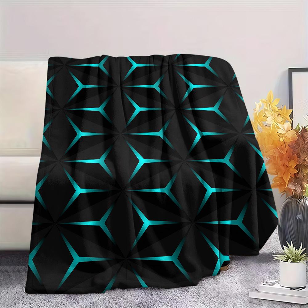 Geometry Print Flannel Blanket, High quality Comfortable for All Seasons, Home Decor, Warmth and Comfort, Perfect for Christmas Gifts