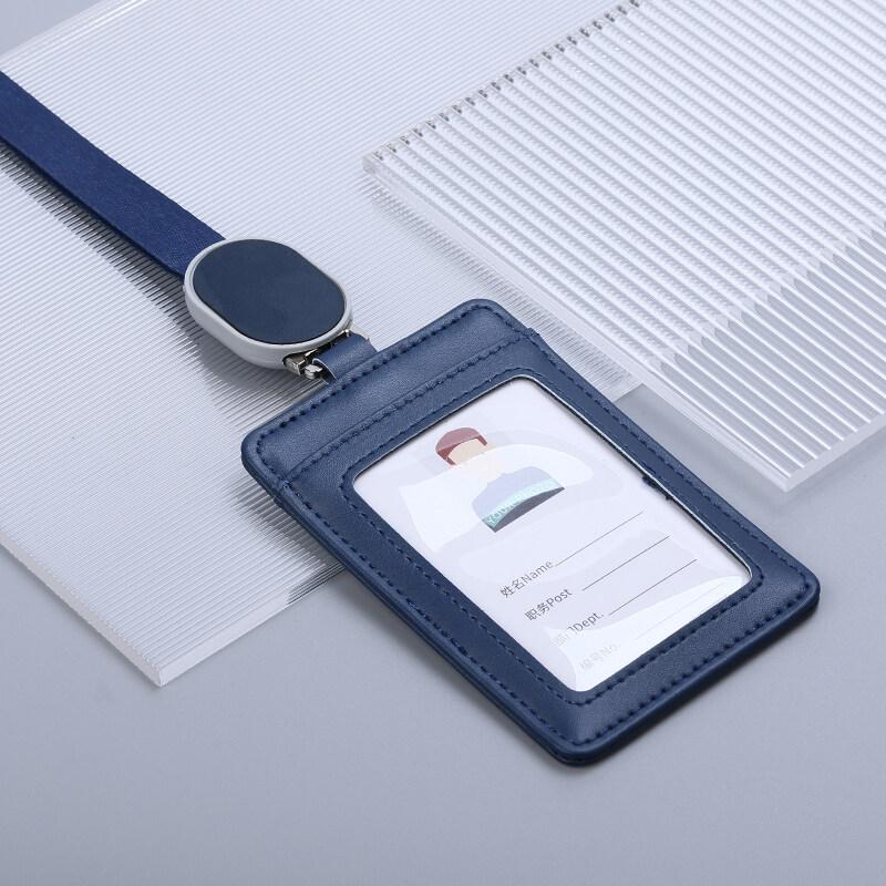 2025 NEW Real Leather Work Card Cases ID Certificate Holder with Retractable Badge Reel Lanyard