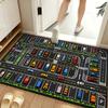 Retro Parking Lot Map Urban Aesthetic Graphic Art Floor Mat Soft Flannel Non Slip Absorbent Entryway Bathroom Bedroom Garage