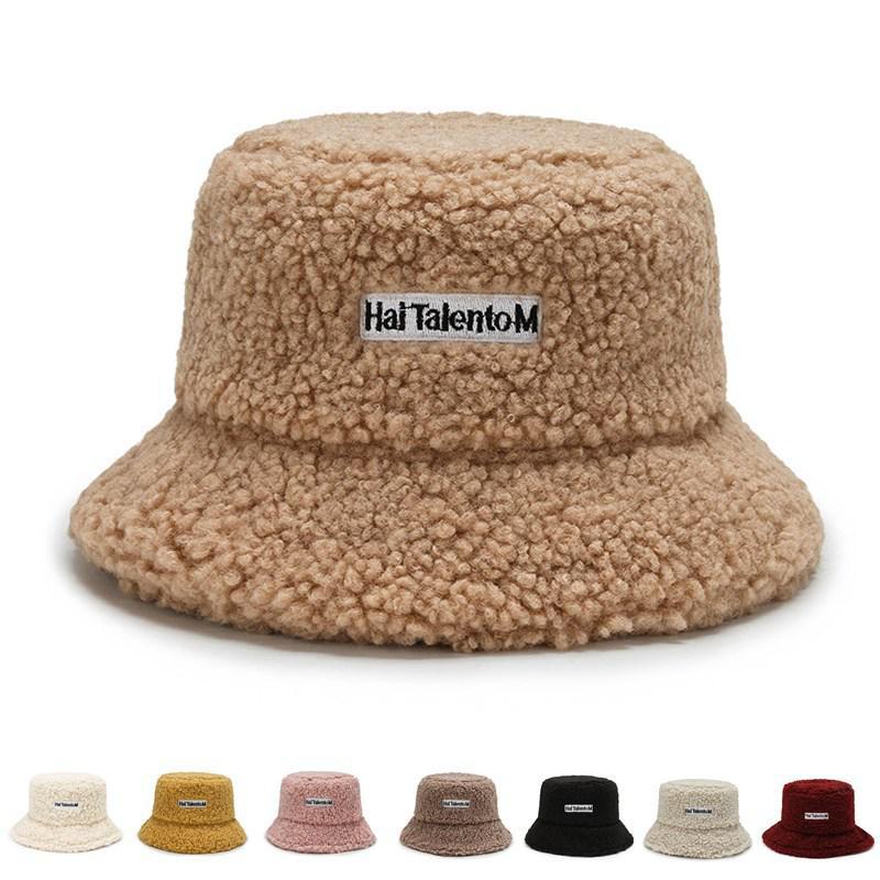 Chapeau de pêcheur unisexe en laine d'agneau et velours style coréen automne/hiver 2023
