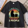 Cats and Coffee Sunset Tshirt I Like Cats and Maybe 3 People Tshirt Casual Cotton Printed Short Sleeve T Shirt Streetwear