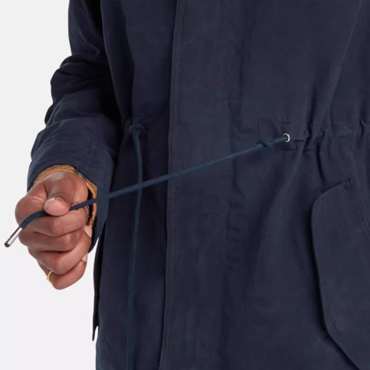 Timberland Jednobarevná ležérní voděodolná parka s kapucí na zip s dlouhým rukávem pánské svrchní oblečení hluboce safírově modrá A6FYH-433