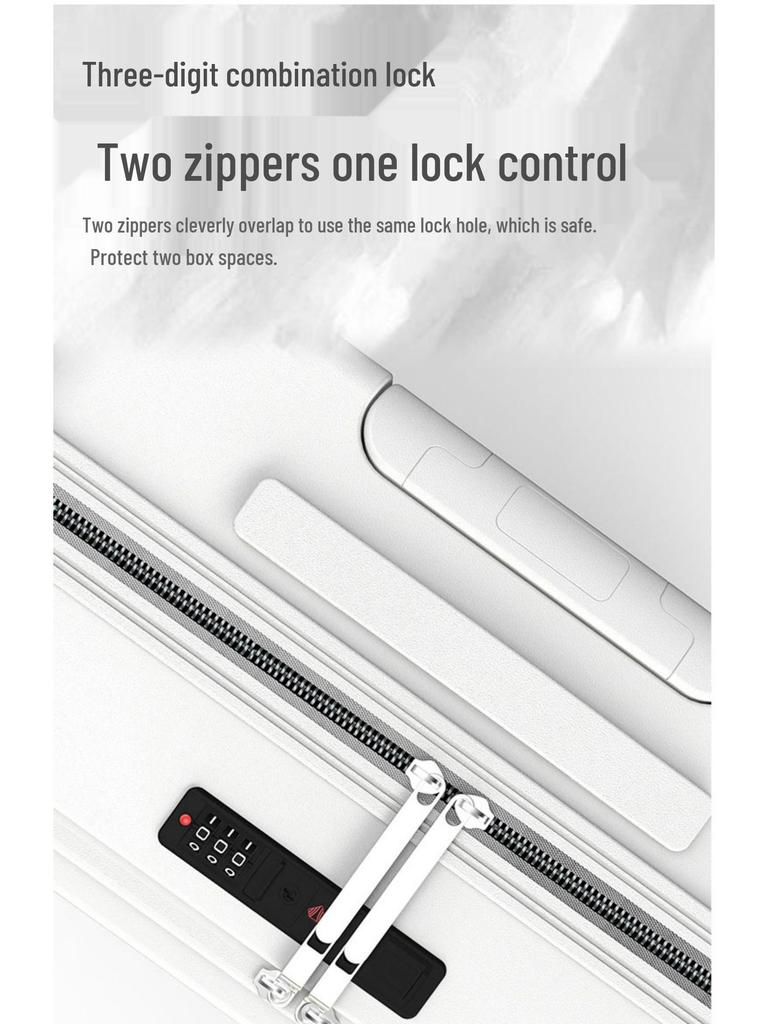 18" Silent Aluminum Frame Leather Carry-On Suitcase with Front Opening and Combo Lock for Men & Women.