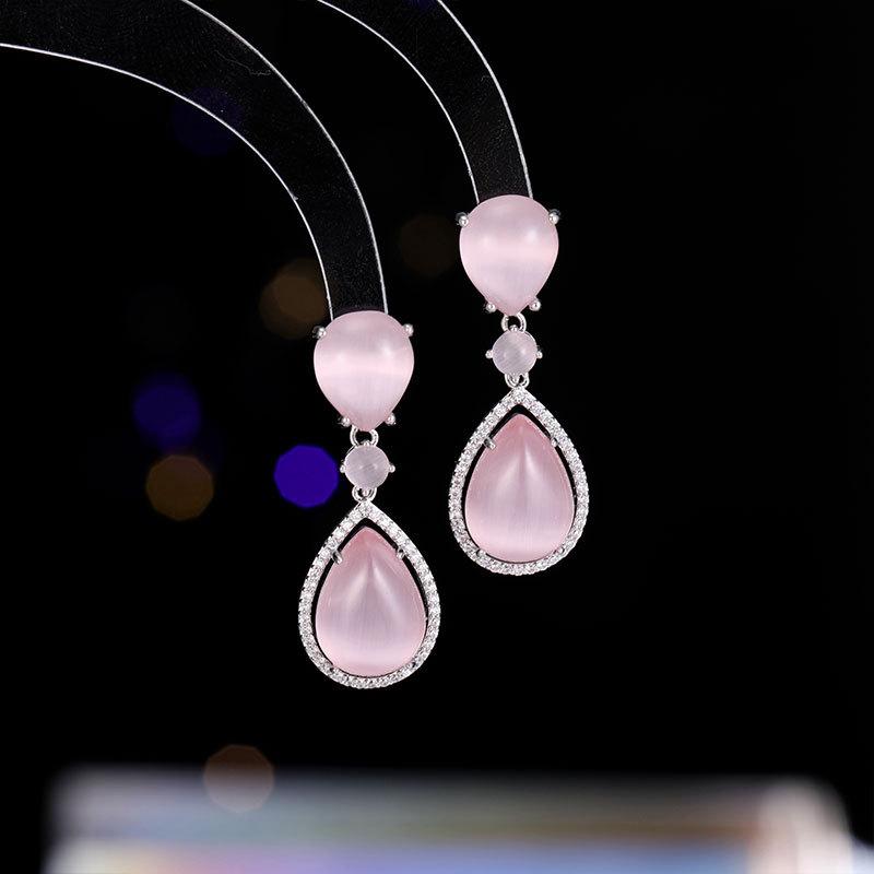 

Нові модні сережки 2024 року з краплями води, популярні опалові сережки S925, срібні голки, взуття рожевий