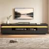 175*38*45cm Living Room TV Stand with 2 L-Shaped Cabinets and 1 Drawer, High-Gloss Cabinet with LED, Semi-Open Storage, Around 75 Inches, Black