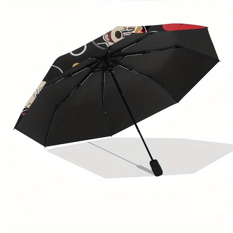 Disney Mickey Mouse, Polka Dots Themed automatic opening and closing folding umbrella, portable - durable, 8-rib umbrella frame, very suitab