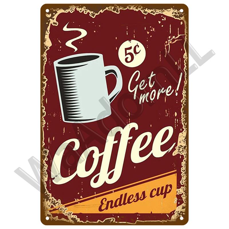 Vintage Blechschild Plakette Metallplatte Wandkunst Poster Metallschild Retro Dekor Kaffee für Küche Bar Café Zimmer Retro Eisenmalerei