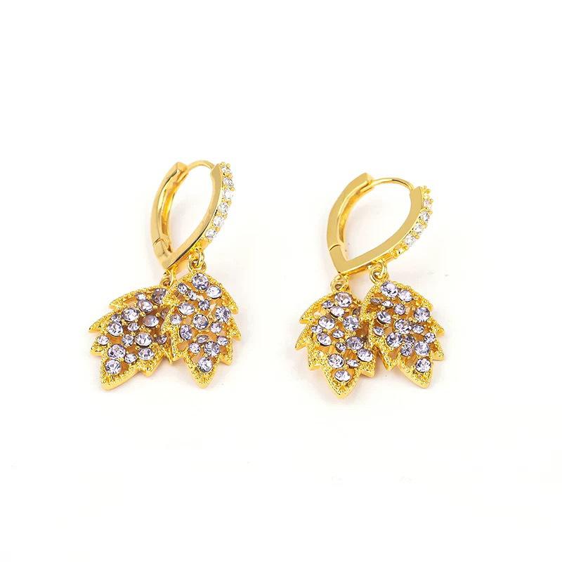 Super fairy purple diamond leaves ear buckle women's fashion temperament earrings advanced sense no ear piercing ear clips exquisite and versatile