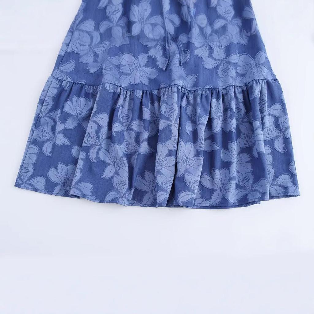 2025 Spring Women's European Style Square Neck Casual Jacquard Dress