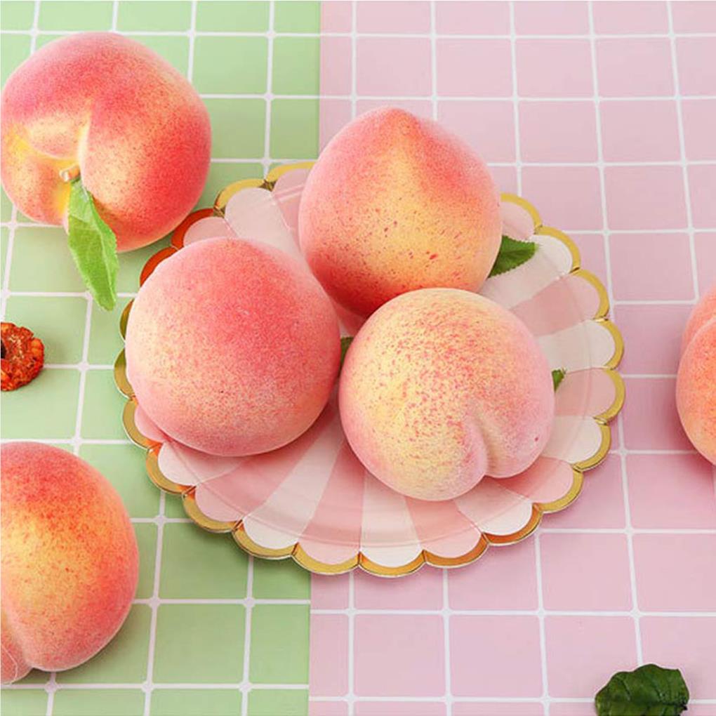 4 Pieces Foam Simulation Peach Portable Decorative Pointed 1:1 Display Household Artificial Vivid Peaches Model Decor