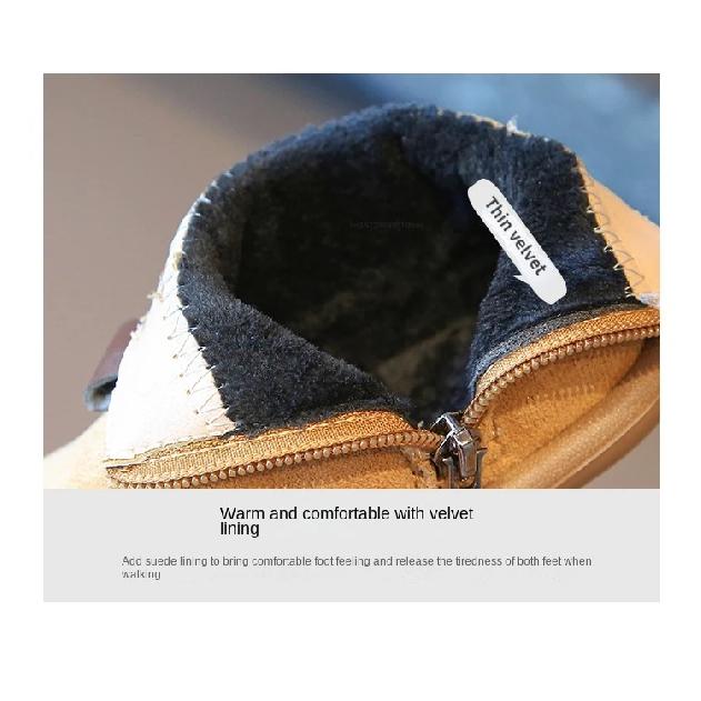 Kids Winter Boots 2025 New Fleece Lined Unisex Retro British Style Slip Resistant Warm Snow Boots