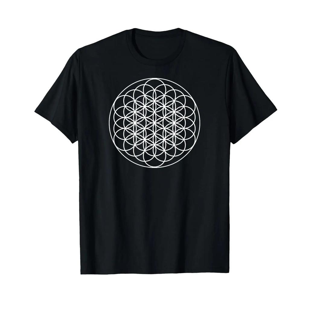 Cool Sacred Geometry Geometric Flower Of Life Yoga Trippy T Shirt Vintage Graphic Soft Stretched Homme Streetwear