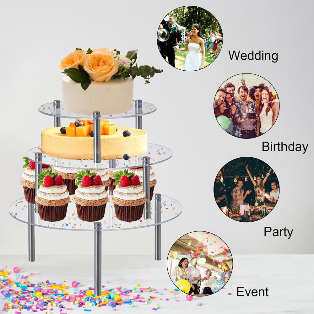 Acrylic Cake Stand Round Food Display Stand Cake Transparent Macaron Rack DIY Dessert Table Cake Pastry Party Display Tools