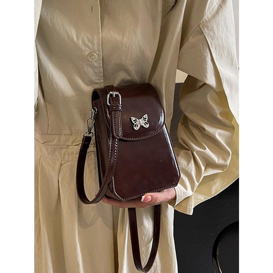 Modische Mini-Telefontaschen mit Klappe für Frauen, klassische Umhängetasche aus PU-Leder in Volltonfarbe, neue Lippenstift-Geldbörse für Damen
