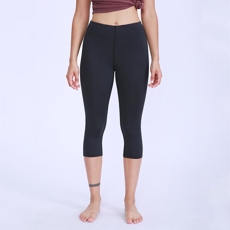 

Женские брюки для йоги с высокой талией - Ощущение обнаженности, Быстросохнущие, Подтягивающие бедра, Длина 7/8, Идеальны для фитнеса весной и летом Medium чёрный