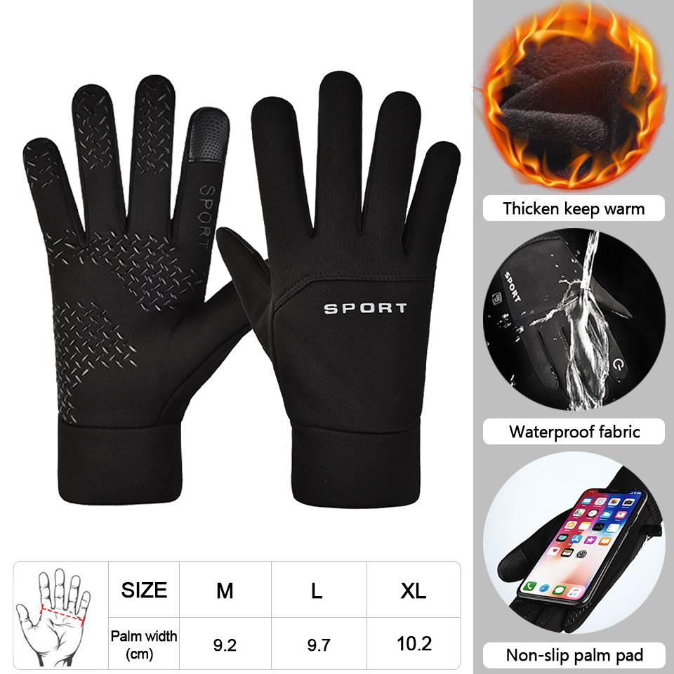 

Loogdeel Winter Waterproof Skiing Gloves Non-Slip Warm Outdoor Sports Running Motorcycle Ski Touch Screen Fleece Gloves Unisex XL