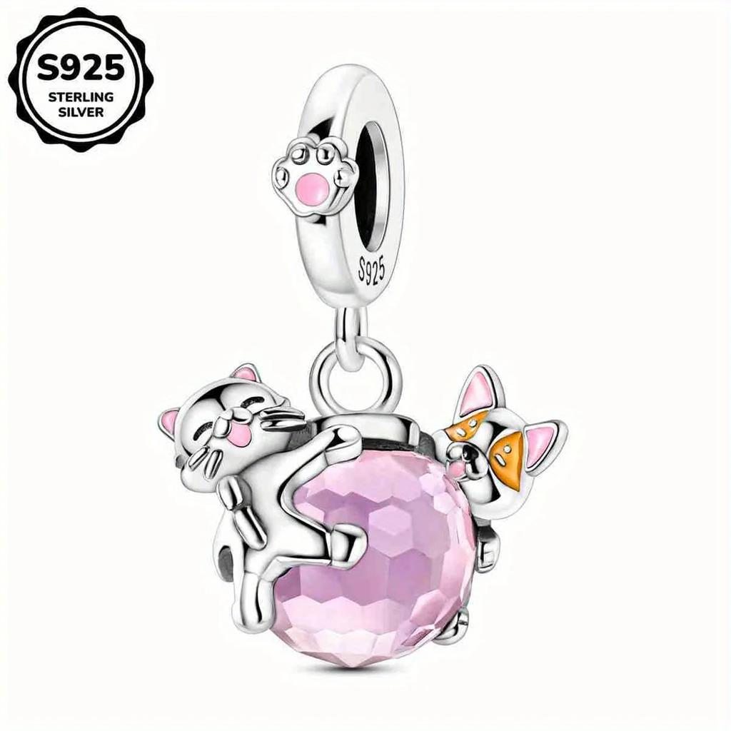 New Authentic Copper Animal Collection Charm Bead Charms Black Wing Cat Fishing Pendants Bead Charms Compatible With Bracelets Do It Yourself Jeweller