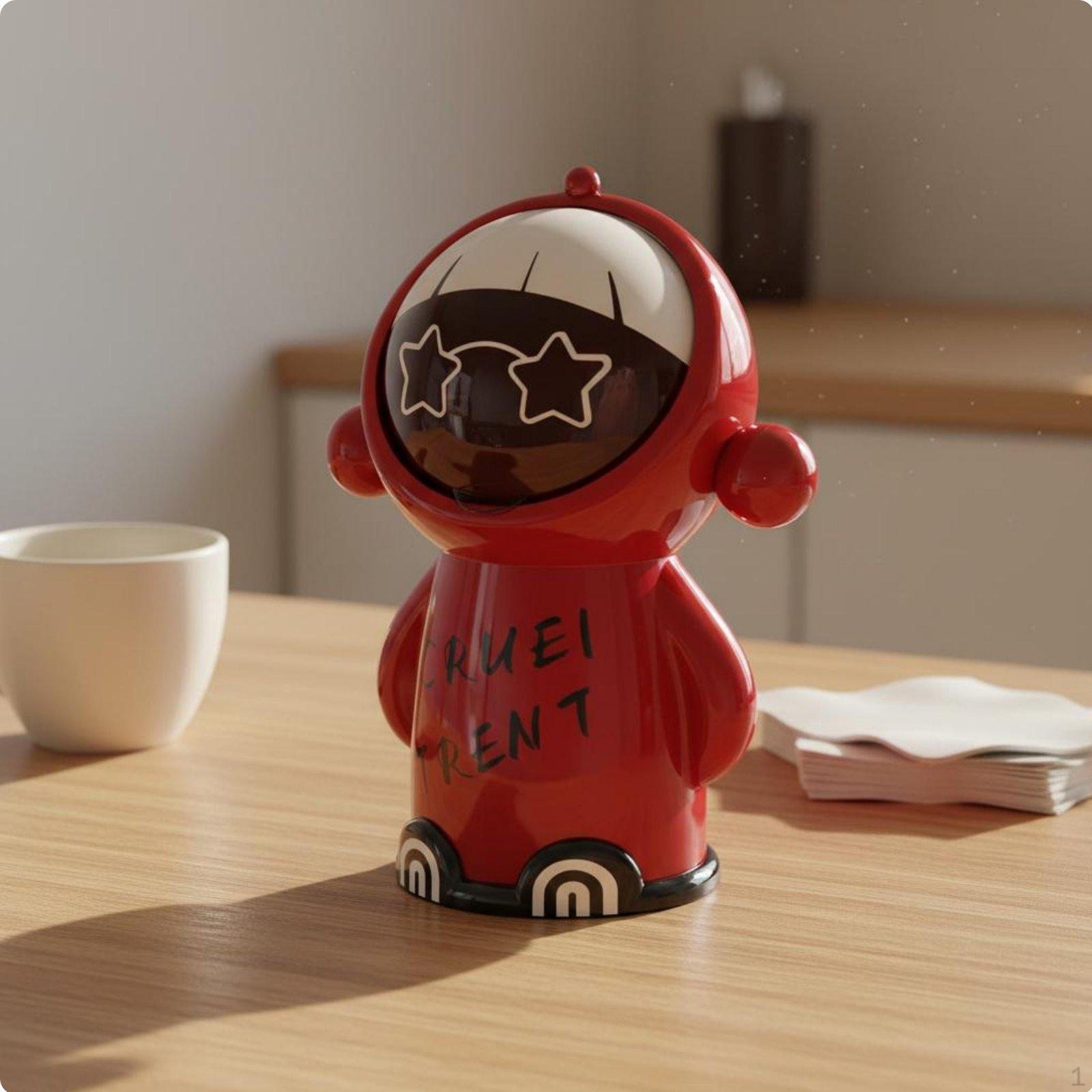 Small Tabletop Trash Bin with Lid Compact & SpaceSaving Cartoon Desktop Can Trendy Design Cute