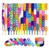 DEVENTORZ Push Pop Bracelet Stress Relief Squeeze Endless Bubble Colorful Educational Birthday Gift for and 12-Pack Toy, Silicone, Wrap, Design,
