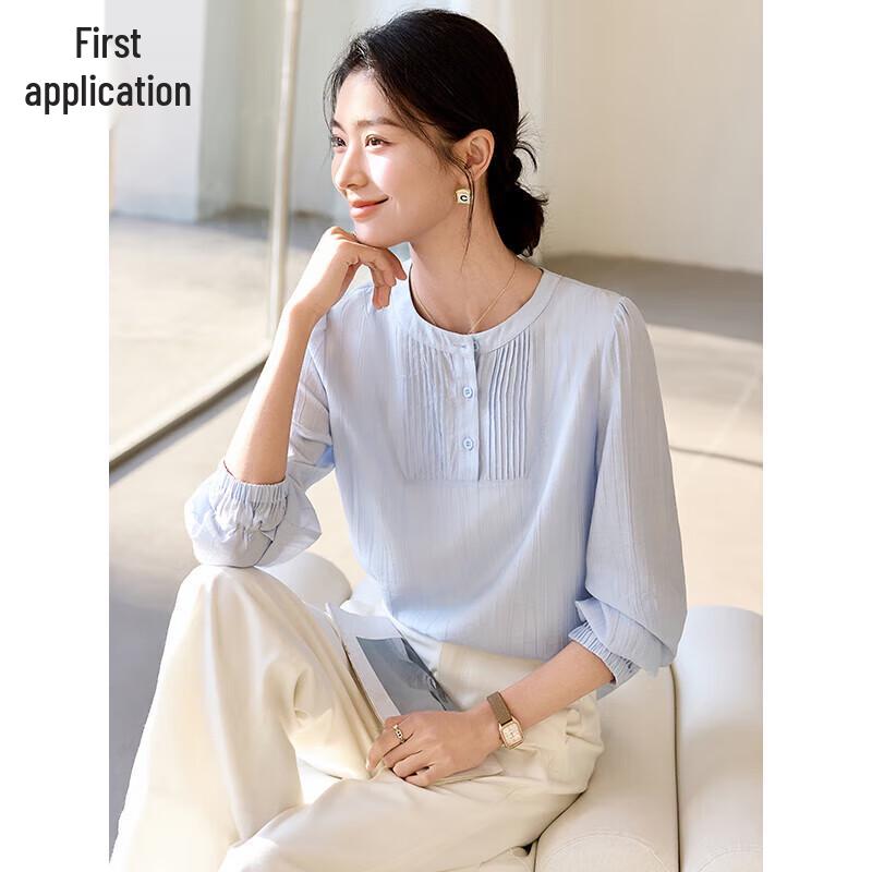 Chushen Women s French Pleated Chiffon Blouse M