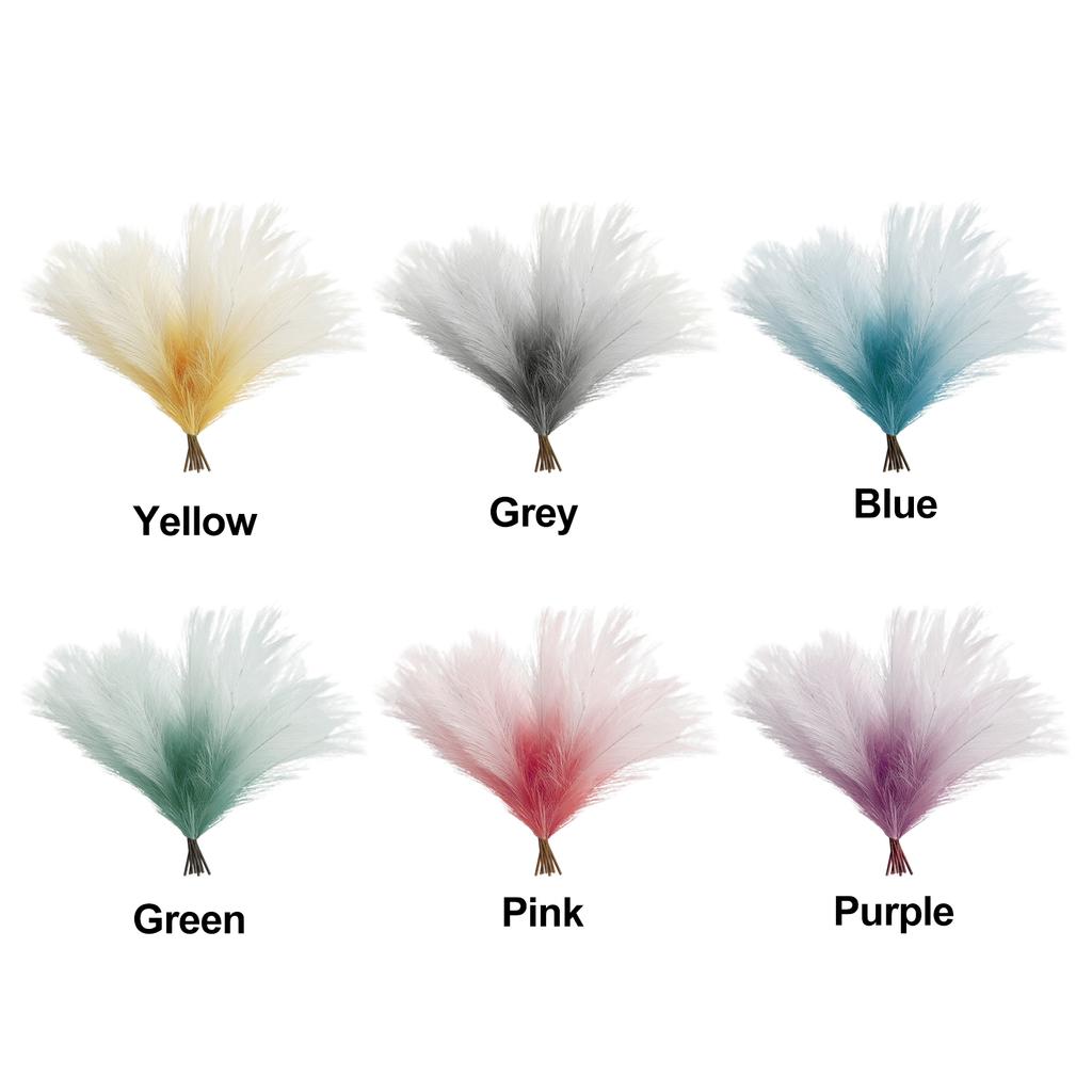 8Pcs  Artificial Pampas Grass Versatile Decorative Gradient Green Modern Vase Filler Faux Pampas