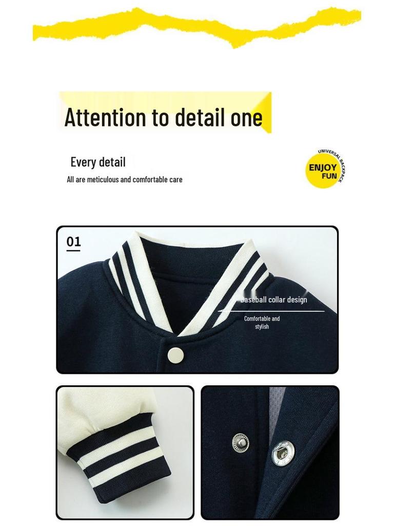 Conjunto de Uniforme Esportivo Infantil Azul Marinho: Conjunto de Três Peças Outono/Inverno para Jardim de Infância e Ensino Fundamental