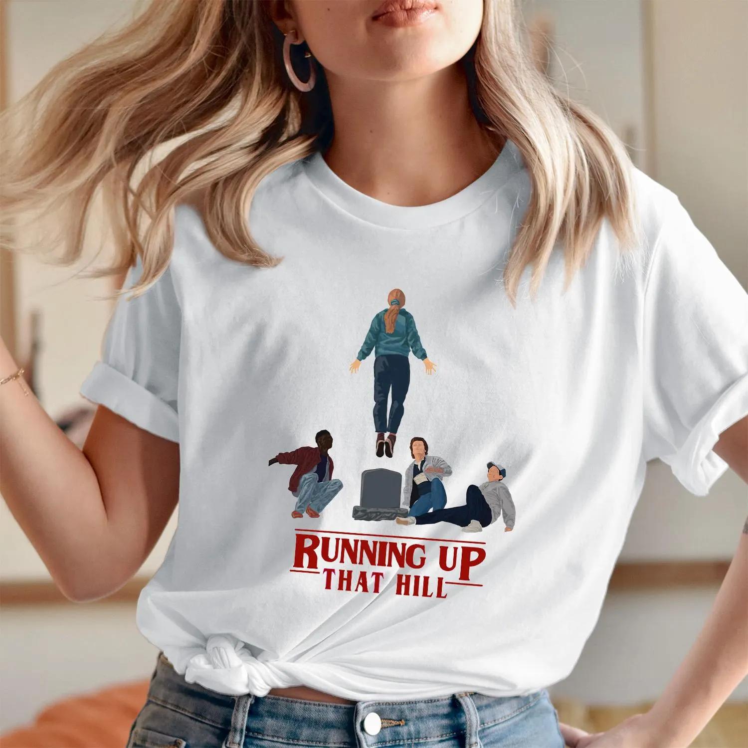 

Running Up The Mountain Tshirt Friends Eleven Upsidedown Pattern Pure Cotton Tshirt Print Daily Wear Short Sleeve S