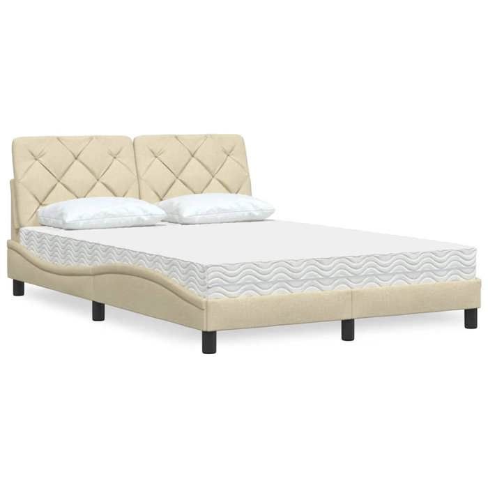 VidaXL Lit avec matelas crème 120x200 cm tissu 3310732